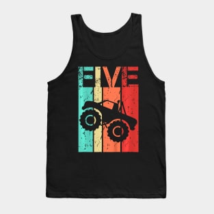 Kids Year Old Monster Truck Birthday 5th Birthday Boy Girl Tank Top